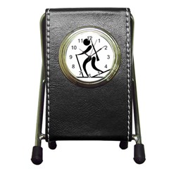 Biathlon Pictogram Pen Holder Desk Clocks by abbeyz71