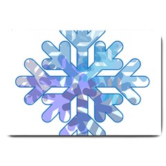 Snowflake Blue Snow Snowfall Large Doormat  by Amaryn4rt