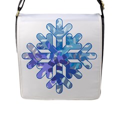 Snowflake Blue Snow Snowfall Flap Messenger Bag (l)  by Amaryn4rt
