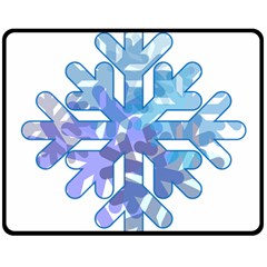 Snowflake Blue Snow Snowfall Double Sided Fleece Blanket (medium)  by Amaryn4rt