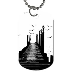 The Pier The Seagulls Sea Graphics Dog Tag (two Sides) by Amaryn4rt