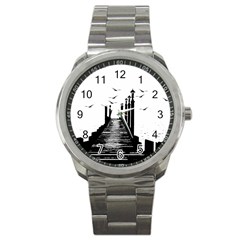 The Pier The Seagulls Sea Graphics Sport Metal Watch by Amaryn4rt