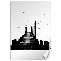 The Pier The Seagulls Sea Graphics Canvas 12  X 18  