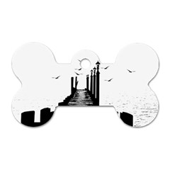 The Pier The Seagulls Sea Graphics Dog Tag Bone (two Sides) by Amaryn4rt