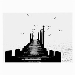 The Pier The Seagulls Sea Graphics Large Glasses Cloth by Amaryn4rt