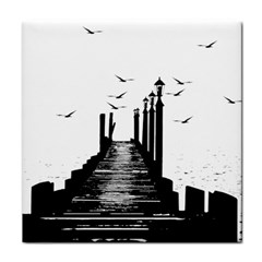 The Pier The Seagulls Sea Graphics Face Towel by Amaryn4rt