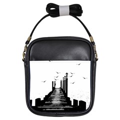 The Pier The Seagulls Sea Graphics Girls Sling Bags by Amaryn4rt