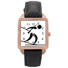 Biathlon Pictogram Rose Gold Leather Watch  by abbeyz71