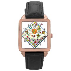 Vector Icon Symbol Sign Design Rose Gold Leather Watch 