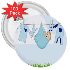 Baby Boy Clothes Line 3  Buttons (100 Pack) 