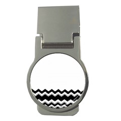 Chevrons Black Pattern Background Money Clips (round)  by Nexatart