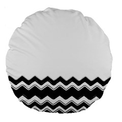 Chevrons Black Pattern Background Large 18  Premium Flano Round Cushions