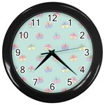 Butterfly Pastel Insect Green Wall Clocks (Black) Front