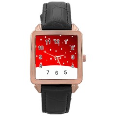 Christmas Background  Rose Gold Leather Watch 