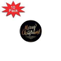 Christmas Gold Black Frame Noble 1  Mini Buttons (10 Pack)  by Nexatart