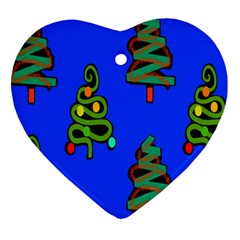 Christmas Trees Heart Ornament (two Sides) by Nexatart