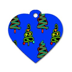 Christmas Trees Dog Tag Heart (two Sides) by Nexatart