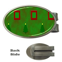 Christmas Trees And Boxes Background Money Clips (Oval) 