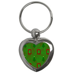 Christmas Trees And Boxes Background Key Chains (Heart) 