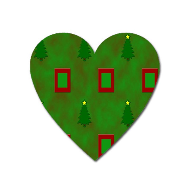 Christmas Trees And Boxes Background Heart Magnet