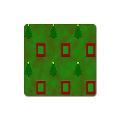 Christmas Trees And Boxes Background Square Magnet
