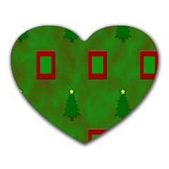 Christmas Trees And Boxes Background Heart Mousepads