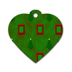 Christmas Trees And Boxes Background Dog Tag Heart (One Side)