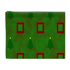 Christmas Trees And Boxes Background Cosmetic Bag (XL)