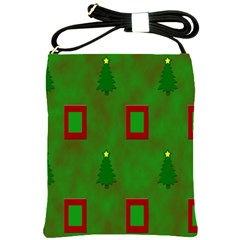 Christmas Trees And Boxes Background Shoulder Sling Bags by Nexatart