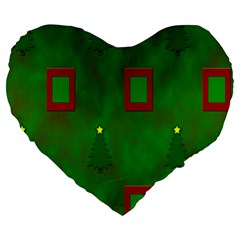 Christmas Trees And Boxes Background Large 19  Premium Heart Shape Cushions