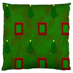 Christmas Trees And Boxes Background Large Flano Cushion Case (one Side)