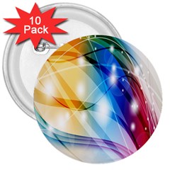 Colour Abstract 3  Buttons (10 Pack) 