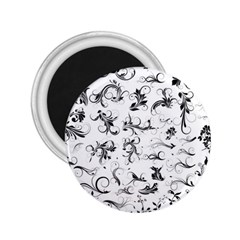 Flower Floral Black Leaf 2.25  Magnets