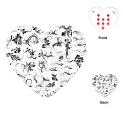 Flower Floral Black Leaf Playing Cards (Heart) 