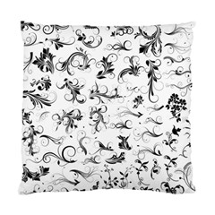 Flower Floral Black Leaf Standard Cushion Case (One Side)