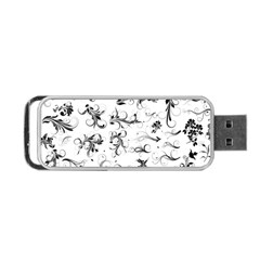 Flower Floral Black Leaf Portable USB Flash (Two Sides)