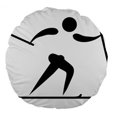 Cross Country Skiing Pictogram Large 18  Premium Flano Round Cushions by abbeyz71