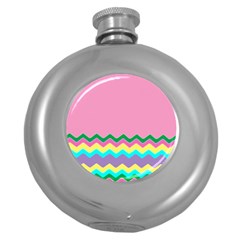 Easter Chevron Pattern Stripes Round Hip Flask (5 Oz)