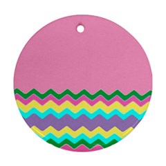 Easter Chevron Pattern Stripes Round Ornament (two Sides)