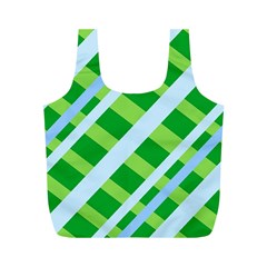 Fabric Cotton Geometric Diagonal Full Print Recycle Bags (m)  by Nexatart