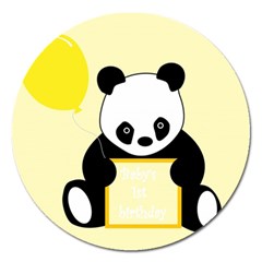 First Birthday Panda Card Magnet 5  (Round)