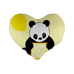 First Birthday Panda Card Standard 16  Premium Flano Heart Shape Cushions