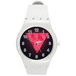 Geometric Triangle Pink Round Plastic Sport Watch (M) Front