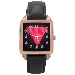 Geometric Triangle Pink Rose Gold Leather Watch  by Nexatart