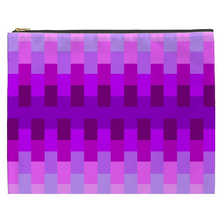 Geometric Cubes Pink Purple Blue Cosmetic Bag (XXXL) 