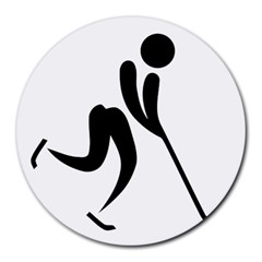 Ice Hockey Pictogram Round Mousepads