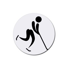 Ice Hockey Pictogram Rubber Coaster (Round) 