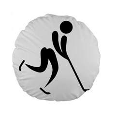 Ice Hockey Pictogram Standard 15  Premium Flano Round Cushions