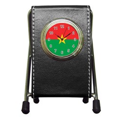 Flag Of Burkina Faso Pen Holder Desk Clocks by abbeyz71