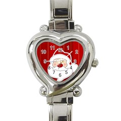 Santa Claus Xmas Christmas Heart Italian Charm Watch by Nexatart